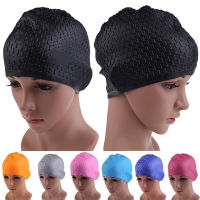 s Comfortable Silicone Waterproof Pool Hat Swimming Cap Mens Womens Protect Ears Long Hair Sports Bathing Swimming Caps