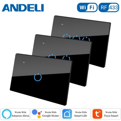 Wifi Wall Smart Switch US Standard No Need Neutral Line Need Neutral Line Glass Touch Panel Support Tuya/Smart Life APP Control