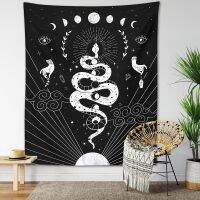 【CW】ﺴ❍∈  Witchy Snake Tapestry Celestial Wiccan Wall Hanging and Phases Crystals Mystical Altar