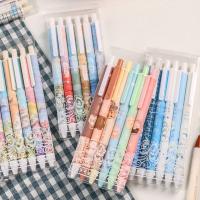 STATIONERY สร้างสรรค์และสร้างสรรค์ 6ชิ้น/กล่อง ปากกาเขียนตะแกรง เครื่องเขียนสำหรับเขียน สำหรับนักเรียน เครื่องใช้ในสำนักงาน ปากกาเจลกด ชุดปากกาเจล0.5มม. ปากกาลูกลื่นแบบกด ปากกาเจลที่เป็นกลาง