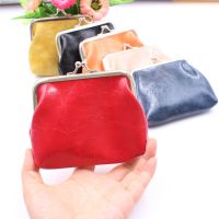 women Coin Purse oil Wax Leather Wallet 4 Inch Buckle Mini Wallet Coin Bag Lipstick Storage Bag wallet for women