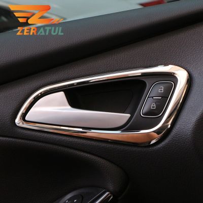 Zeratul Stiker Penutup Mangkuk Pintu Interior Otomatis Untuk Ford Focus 3 MK3 2015 - 2018 Potongan Dekorasi Pintu Mobil Baja Ahan Karat