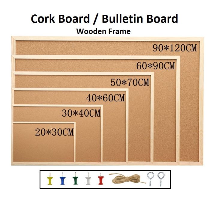 Cork Board Bulletin Board Wooden Frame | Lazada PH