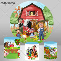 การ์ตูน La Granja De Zenon Baby Shower รอบฉากหลังสำหรับเด็กตกแต่งงานเลี้ยงวันเกิด Red Farm Theme Photo Background