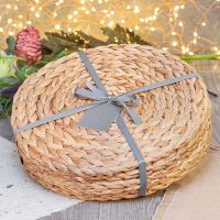 【CC】 6Pc Gourd Woven Placemat Round Rattan Table Wedding