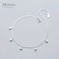 Modian Simple Essential Bead Link Anklets 925เงินสเตอร์ลิง CZ สร้อยข้อมือสำหรับเครื่องประดับเท้าเงินหญิงขาใหม่