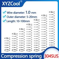 Stainless Steel Compression Spring Machine Cylidrical Coil Pressure Release Return Compressed Spring Wire Diameter 1.0mm 10piece Food Storage  Dispens