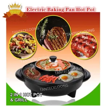 Induction Hot Pot Cooker, 2200W 2 in 1 Stainless Steel BBQ & Hot