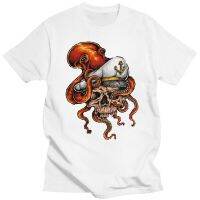 Large mens short sleeves Skull Sailor With Octopus Art Tattoo Sea Ocean Marine Pirate Tshirt Hiphop Tee 4XL.5XL.6XL