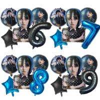 Wednesday Addams Ballons Numbers Balloons Girls Birthday Decorative Balloon Baby Shower Party Decoration Photographic Props Gift Artificial Flowers  P