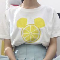 【HOT】Aesthetic Lemon Mickey HeadPrint Camisas Mujer Tshirt Princess_05100%cotton