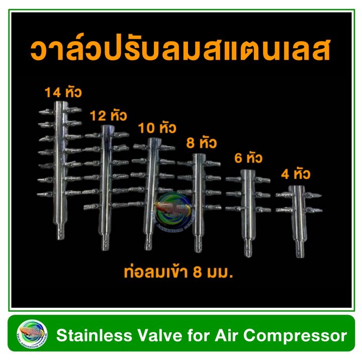 ท่อแยกลมแสตนเลส-วาล์วปรับลมสแตนเลส-ท่อลมเข้าอยู่ด้านหน้า-ใช้ต่อแยกลมจากปั๊มลม-stainless-valve-for-air-compresor