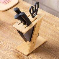 [COD] T kitchen bamboo cross knife storage drain scissors shelf