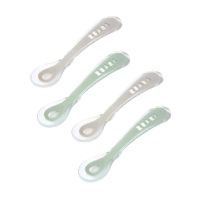 BEABA Set of 4 2nd Stage Soft Silicone Spoons (Frosty Green / Velvet Grey)