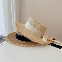 2023ใหม่ Sun Fedora หมวกผู้หญิงผู้ชายหมวกแบนกว้าง brim straw หมวก Summer Beach Casual ริบบิ้นสีขาวหมวกปานามาสำหรับสุภาพสตรี