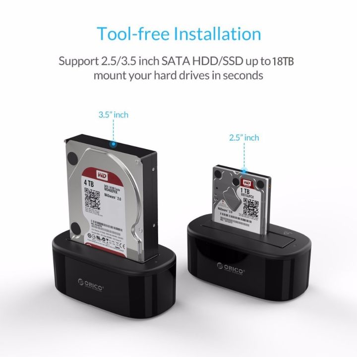 orico-hdd-docking-station-usb-แท่นวางมือถือฮาร์ดไดรฟ์-orico-3-0แท่นวางมือถือไปยัง-sata-hdd-สำหรับ2-5-3-5นิ้วเครื่องอ่านการ์ดไดรฟ์ฮาร์ดไดรฟ์-sata-รองรับ18tb