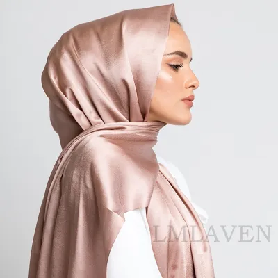 ☾ Premium Shimmer Silk Satin Hijab Scarf Women Luxury Medine Silk Veil Muslim Women Hijab Shiny Silk Shawl Womens Scarves Tippet