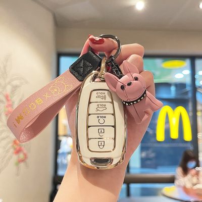 ﹍ 5 Buttons Car Key Case Cover for Hyundai Palisade 2020 For 2019-2022 Hyundai Palisade Elantra GT Accent Kona Santa Fe Veloster