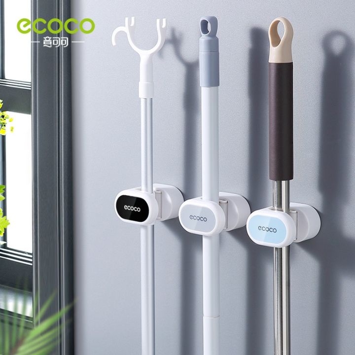 ecoco-hole-free-mop-rack-hole-free-wall-hanging-toilet-mop-storage-rack-viscose-strong-fixing-buckle-broom-clip-wall-shelf-bathroom-counter-storage