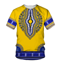 Men T Shirt African Dashiki Traditional Tops Vintage Ethnic Style Clothes Casual Outfits O-neck Oversize Short Sleeve Streetwear