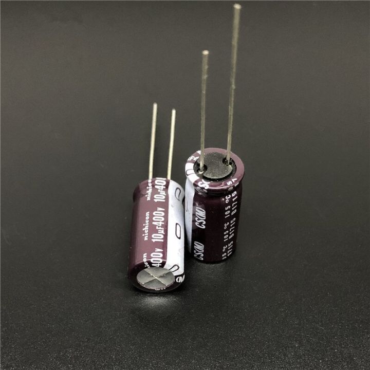 20pcs-10uf-400v-nichicon-cs-series-10x20mm-high-ripple-current-high-reliability-400v10uf-aluminum-electrolytic-capacitor
