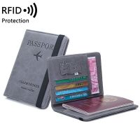 2023 RFID สายรัดยืดหยุ่นสำหรับใส่บัตร,ป้องกันปกหนังสือเดินทางหนังสำหรับใส่บัตรเดินทางกระเป๋าสตางค์จัดระเบียบเอกสารผู้ชายผู้หญิง