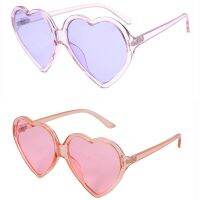 ♨◈ 2X 90S Vintage Glasses Fashion Large Women Oversized Heart Shaped Retro Sunglasses Cute Love Eyewear(Pink Purple)