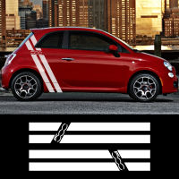 2Pcs รถสติกเกอร์ตกแต่งประตูสำหรับ Fiat 500 595 Abarth Side Stripes กราฟิก Decals อุปกรณ์เสริมรถ Gadgets