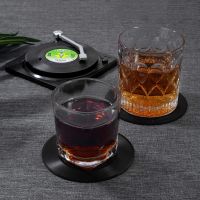 6 Pcs/Set Vinyl Original Coasters Holder Retro Record Disk Drink Mug Pad Mat Under Glass Hot Utensil Decorative Tray Silicone