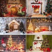 Christmas Theme Photographic Background Fireplace Tree Sock Family Party Decoration Backdrop Photo Studio Child Photocall Prop Pipe Fittings Accessori