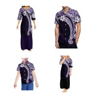 【YF】 Polynesia Tribal Pattern Puletasi Family Look Mother Daughter Matching Dresses  Mommy and Me Clothes Father Son T-shirts Outfits