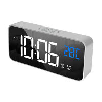 1Pcs LED Mirror Alarm Clock Digital LED Display Voice Control Electric TDesktop Table Clocks Watch USB Charging Cable