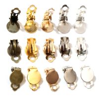 10mm 50pcs/lot High Quality 5 Colors Plated Iron Material Ear Clips Earrings Blank/Setting BaseFit 10mm Glass Cabochons