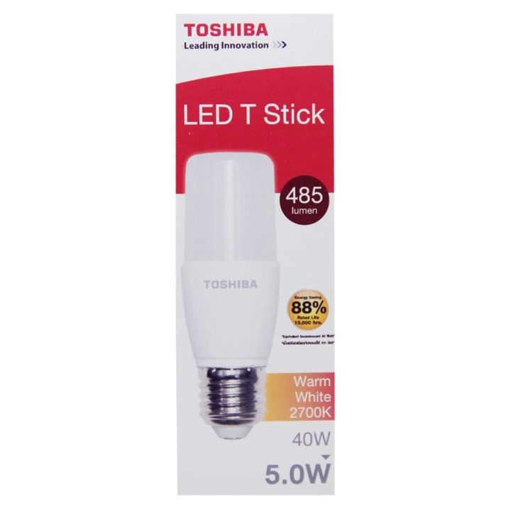 หลอด-led-stick-toshiba-t7-e27-5w-สีเหลืองขาว-ส่งเร็วส่งไว-มีเก็บเงินปลายทาง