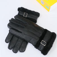 Genuine leather fur winter mens mittens 100 sheep fur hand made thicken warm ski gloves water proof gloves antifreezing