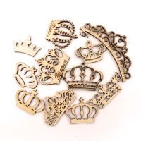 10Pcs Crown natural Wooden Scrapbooking Craft for Embellishments Handmade Diy handicraft Decor 35-80mm