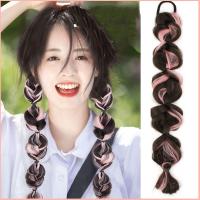 UREAN แฟชั่น DIY ยางรัดผม Braids สังเคราะห์ปลอม ยางยืด อุปกรณ์ตกแต่งผม เชือกถักเปีย วิกผมบิด braids วิกผม braider ไฮไลท์หางม้า