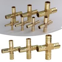 1PCS 6-19mm 4-Way Brass Barb Hose Adapter Quick Connector for Garden Watering Irrigation Tube Fitting Copper Pipe Connect Repair