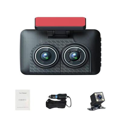 4Inch 1080P Three Lens Car Recorder with Parking Monitoring Back-Up Video Function HD Night Vision Recorder for Car