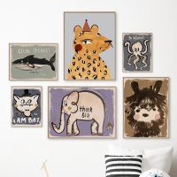 ﺴ☢ Leopard Gajah Paus Abstrak Pembibitan Hewan Seni Dinding Lukisan Kanvas โปสเตอร์ Nordic และ Cetakan Gambar Dinding Dekorasi Kamar Anak-anak