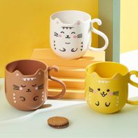 Cute Cartoon Cat Mouth Cup for Children Kid Washing Cup Plastic Toothbrush Holder Storage Organizer Cup Bathroom Tumblers Tools