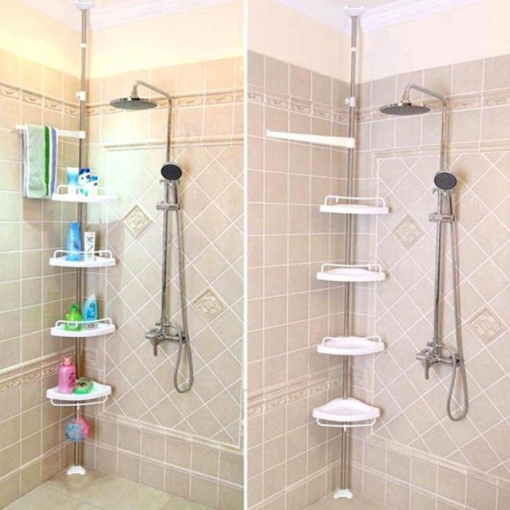 DIEGOSTUFF] Stainless Steel 4 Tier Bathroom Bathtub Corner Adjustable Storage  Organizer Shelf Telescopic Shower Rack I Adjustable Bathroom Corner Pole Caddy  Shower Organizer I Multi Corner Shelf Shower Organizer