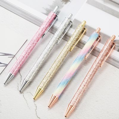 Ellen Brook Shiny Roller Ballpoint Pen Luxury Cute Wedding Rose Gold Metal Stationery School Office Supply High Quality Spinning