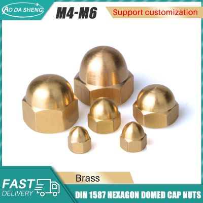 AODASHENG 10/20Pcs DIN1587 Hexagon Domed Cap Nuts M4 M5 M6 Brass Cap Hex Nuts Decorative Dome Head Cover Semicircle Acorn Nut