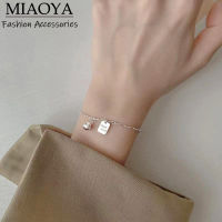 MIAOYA Fashion Jewelry Shop สร้อยข้อมือจี้กระดิ่งสีเงินสำหรับผู้หญิง เครื่องประดับเรขาคณิตโชคดีสำหรับนักเรียน ของขวัญวันเกิดน่ารักๆ