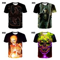 2023 Customized Fashion Summer Men 3D Skull Pattern Printed T-shirts Casual Round Collar Short Sleeves，Contact the seller for personalized customization