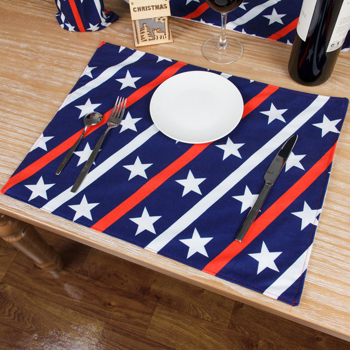 ชุดผ้าปูโต๊ะที่ดินชุดถาดชาร์จผ้าทอสำหรับห้องครัว4วันแผ่นรองจานรับประทานอาหารและบาร์
