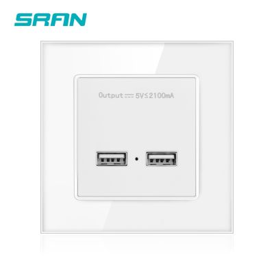 【NEW Popular89】 SRAN Wallsocket พอร์ตชาร์จ USBInduction คู่สำหรับโทรศัพท์5V เอาต์พุต2.1A แผงกระจกนิรภัย86x86mm