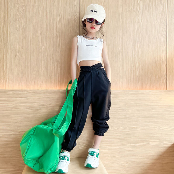 girls-suit-summer-clothes-new-childrens-navel-vest-cross-waist-casual-pants-two-piece-fashion-trend-design-cute-super-spicy-girls-clothes-fw1