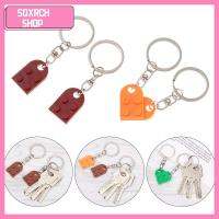 SQXRCH SHOP 2PCS แฟชั่น น่ารัก แยก จี้หัวใจ พวงกุญแจ หัวเข็มขัด การสร้างบล็อกพวงกุญแจ